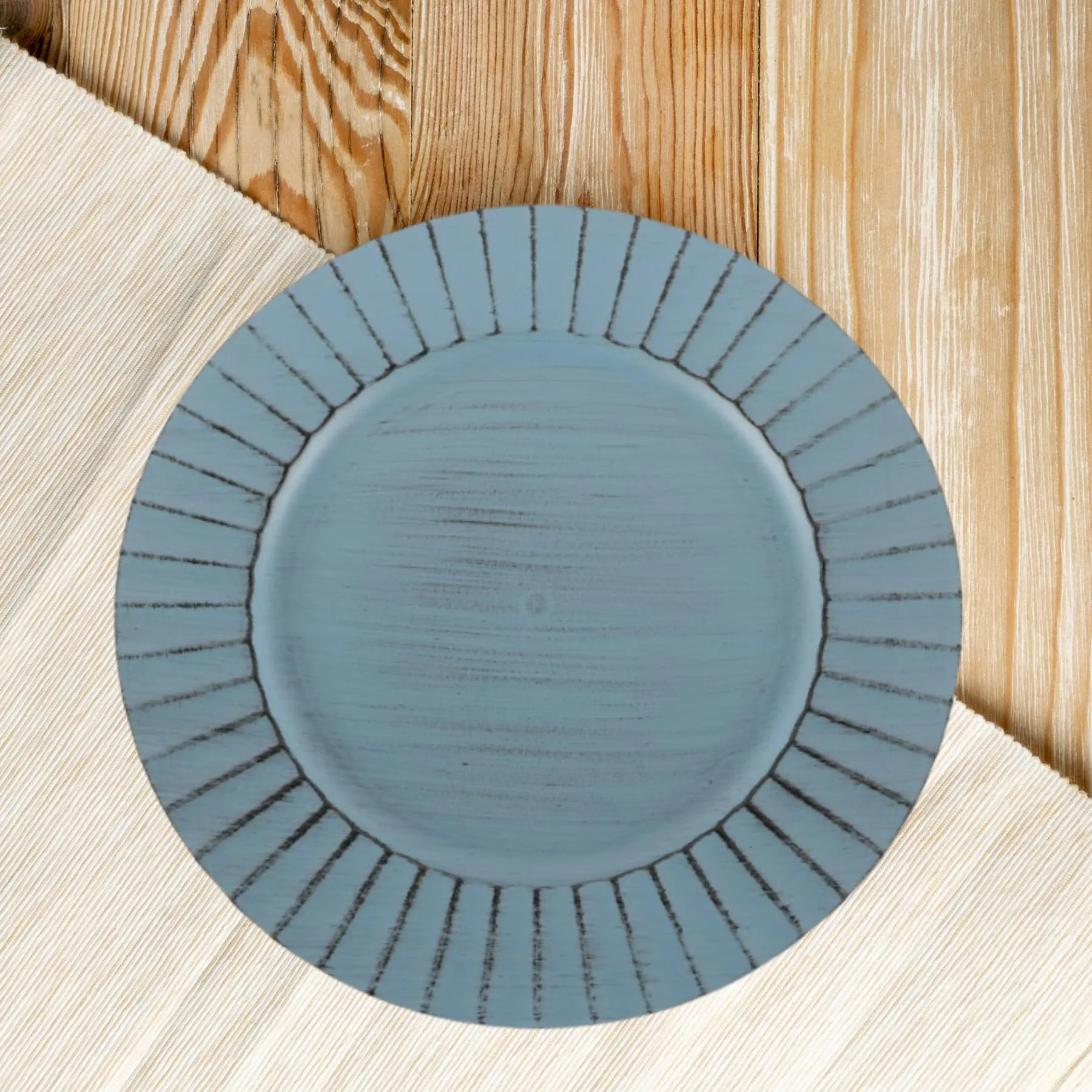 Antique Brushed Ribbed Charger Plates, BULK Set