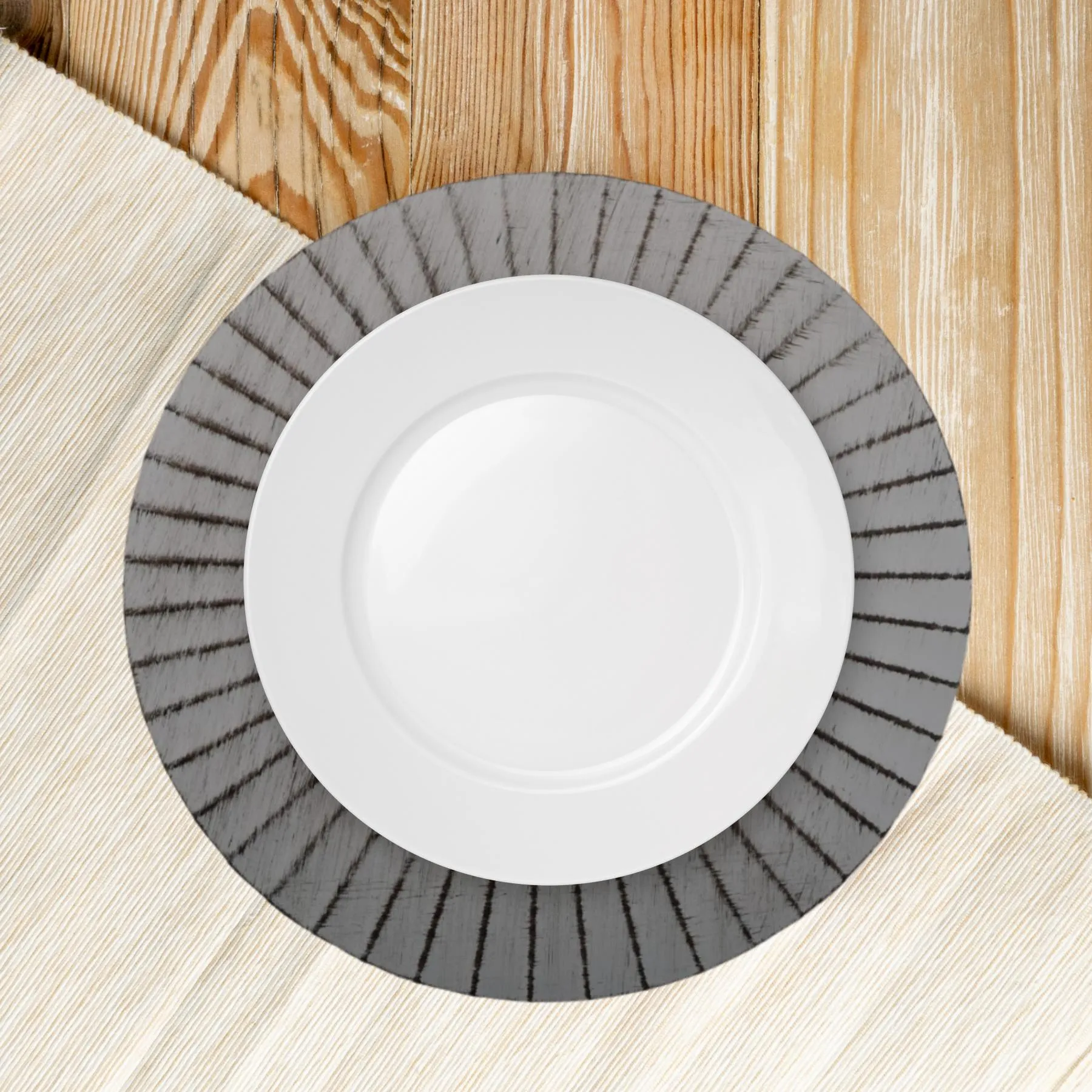 Antique Brushed Ribbed Charger Plates, BULK Set