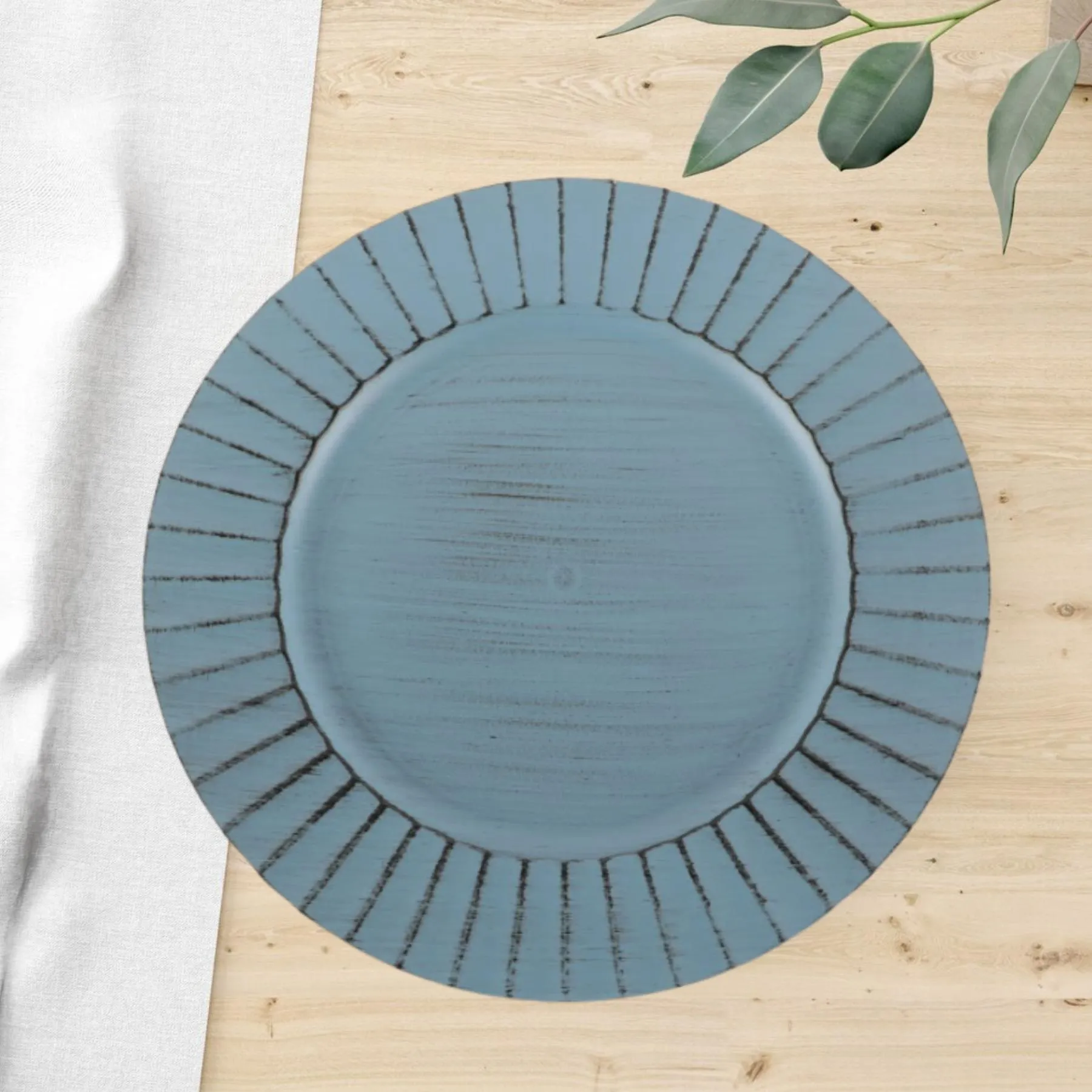 Antique Brushed Ribbed Charger Plates, BULK Set