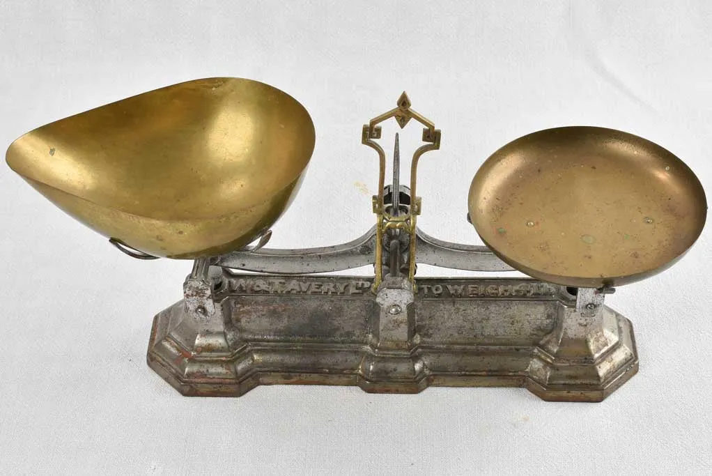 Antique French weigh scales w/ weights - pounds 19"
