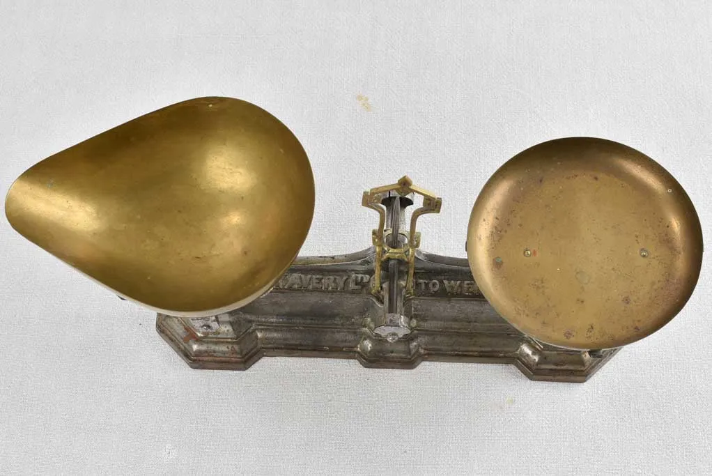 Antique French weigh scales w/ weights - pounds 19"