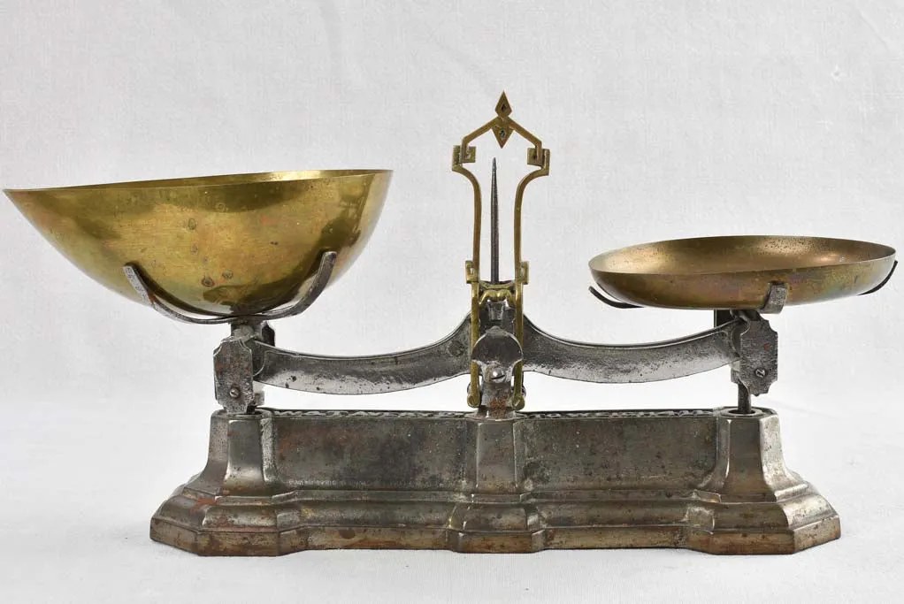 Antique French weigh scales w/ weights - pounds 19"
