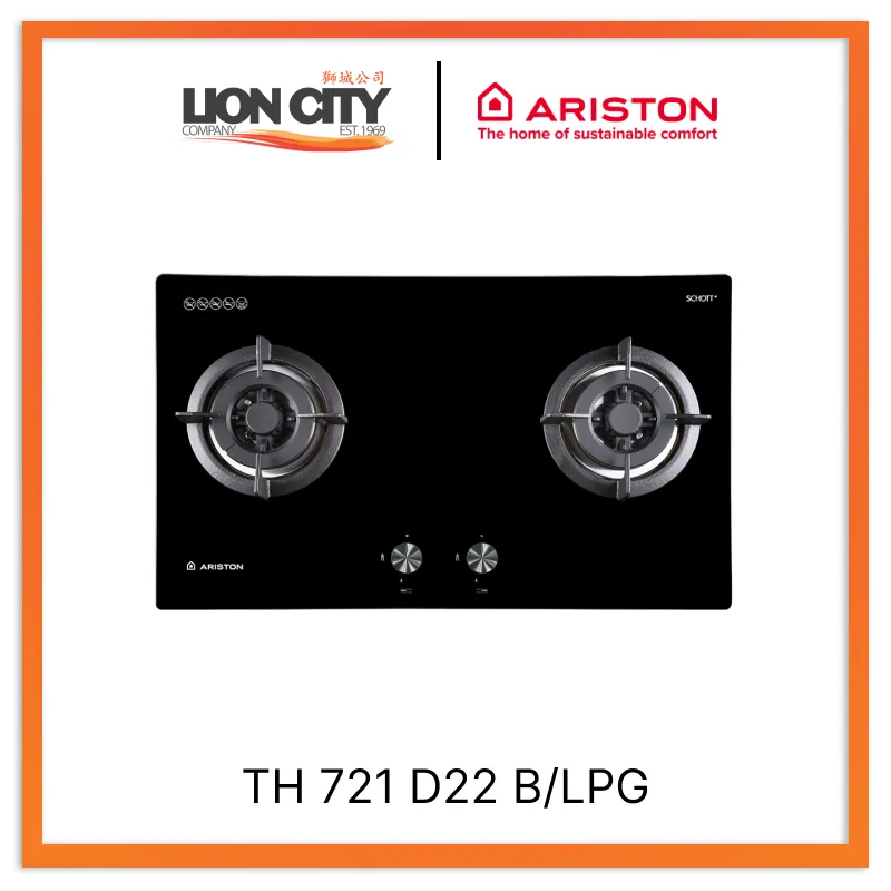 Ariston TH 721 D22 B/LPG Built-in 2 Burner Gas on Glass (76cm)