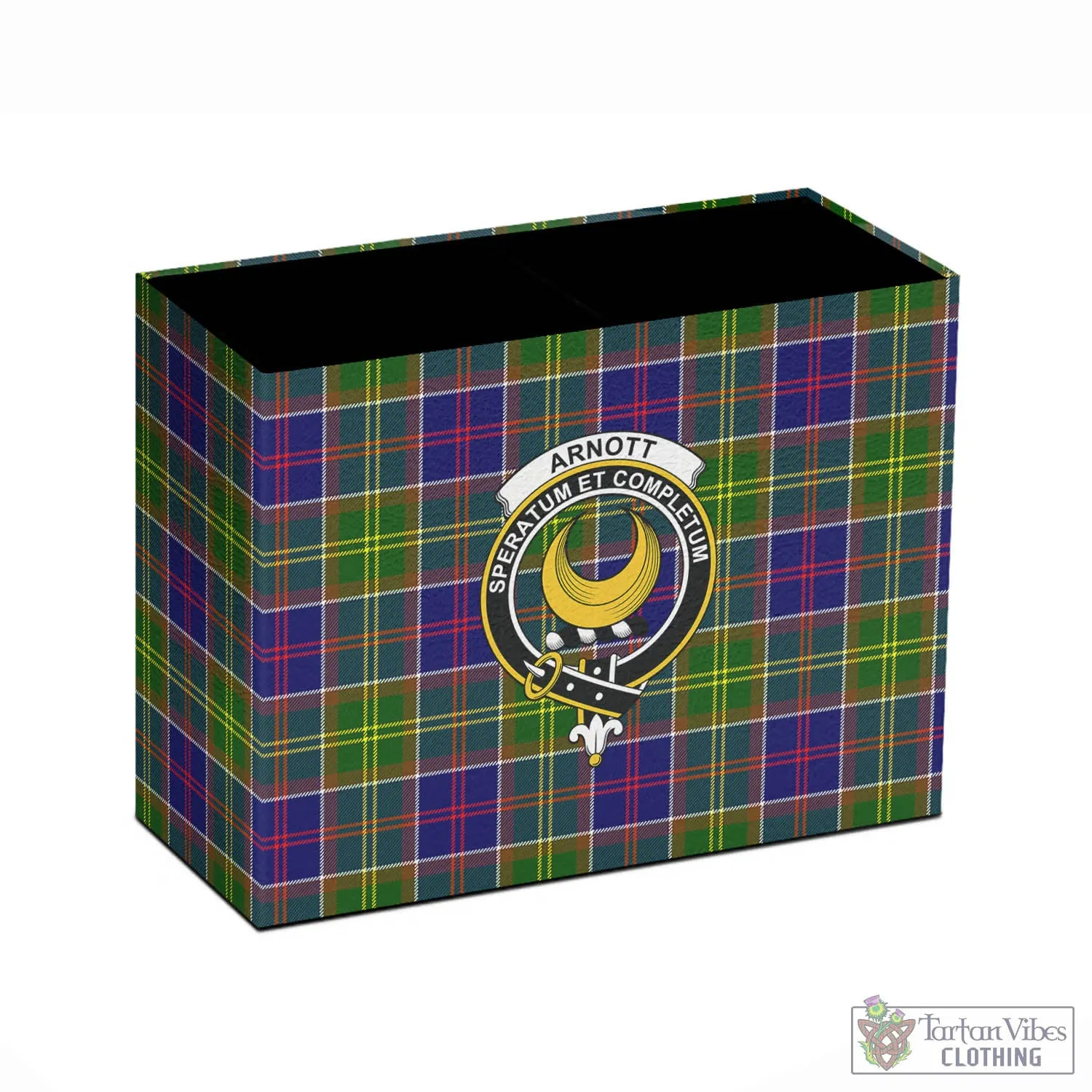Arnott Tartan Pen Holder with Family Crest