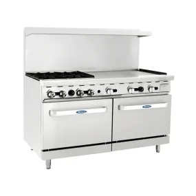 Atosa AGR-4B36GR 60" Natural Gas 4-Burner Range with 36" Right Griddle Top - 257,000 BTU