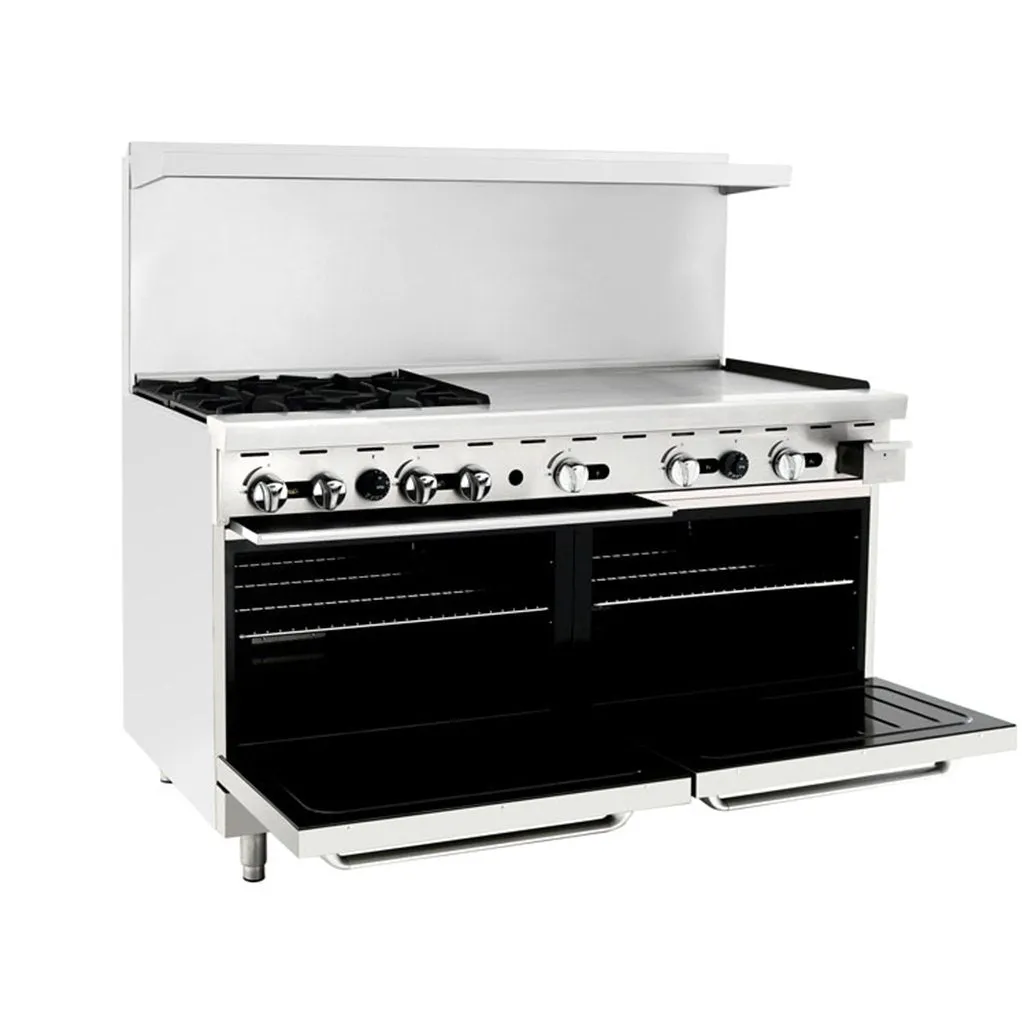 Atosa AGR-4B36GR 60" Natural Gas 4-Burner Range with 36" Right Griddle Top - 257,000 BTU