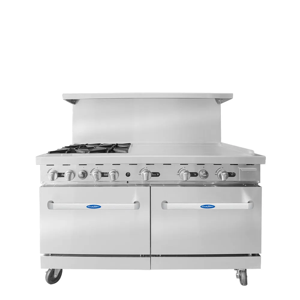 Atosa AGR-4B36GR 60" Natural Gas 4-Burner Range with 36" Right Griddle Top - 257,000 BTU