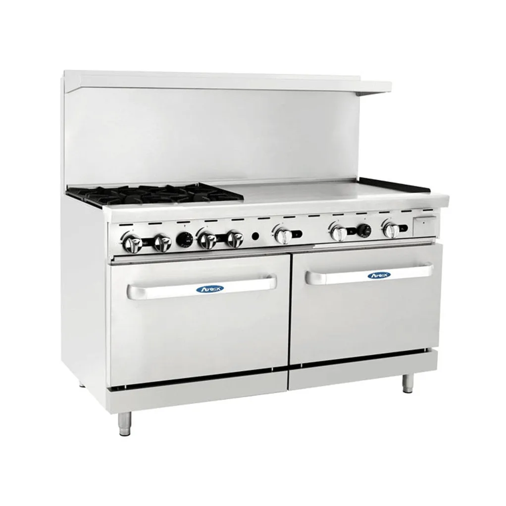 Atosa AGR-4B36GR 60" Natural Gas 4-Burner Range with 36" Right Griddle Top - 257,000 BTU