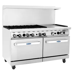 Atosa AGR-6B24GR 60" Natural Gas 6-Burner Range with 24" Right Griddle Top - 294,000 BTU