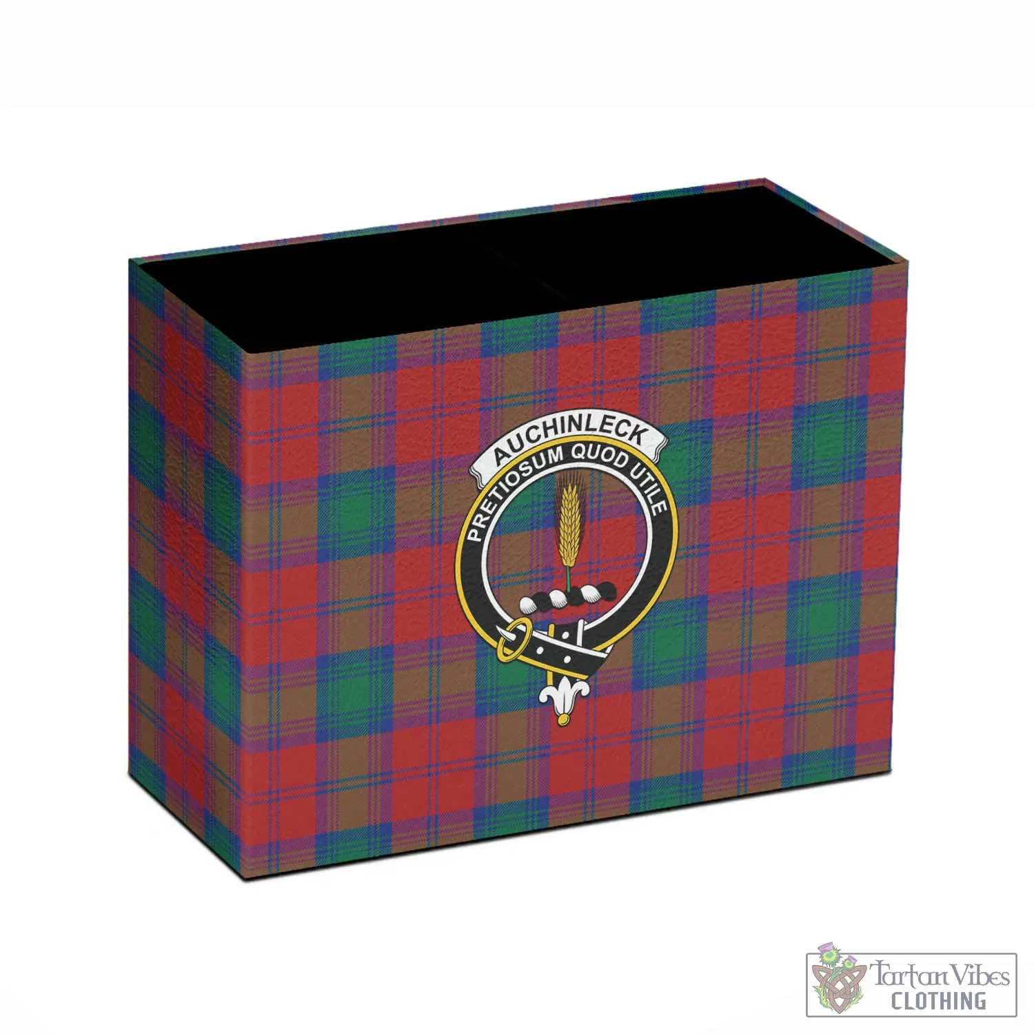 Auchinleck (Affleck) Tartan Pen Holder with Family Crest