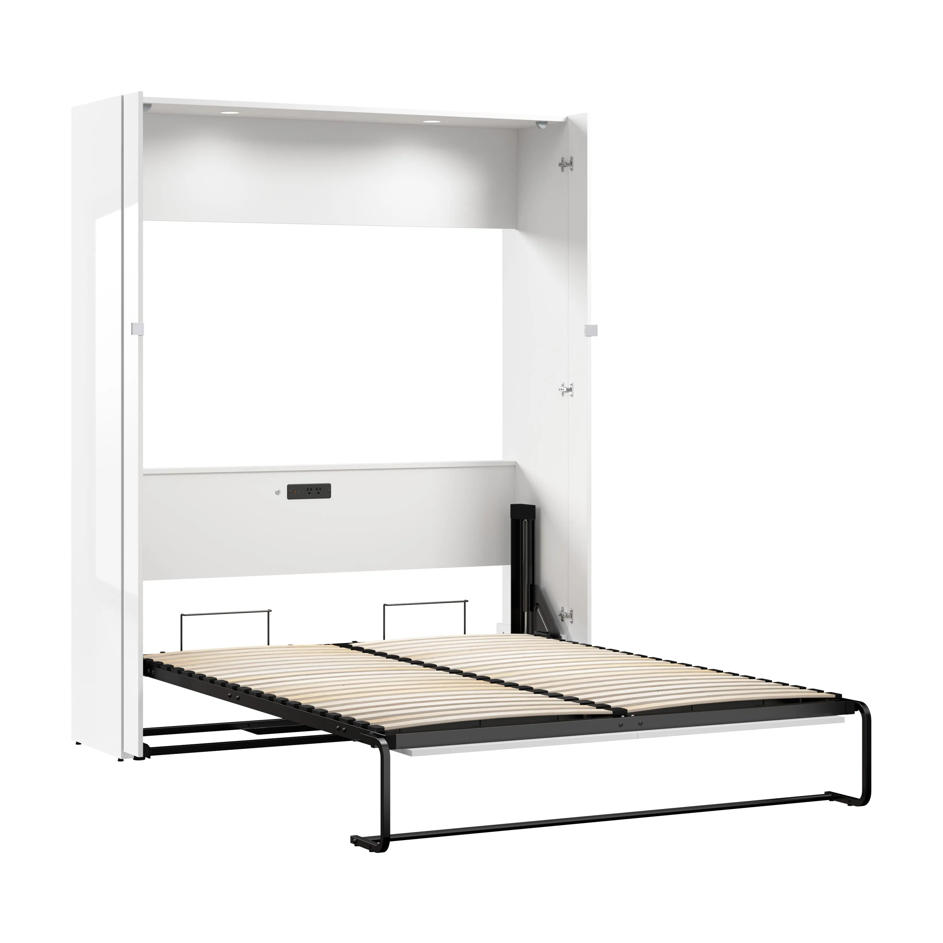 Avalon 67W High Gloss Queen Murphy Wall Bed in High Gloss White