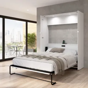 Avalon 67W High Gloss Queen Murphy Wall Bed in High Gloss White