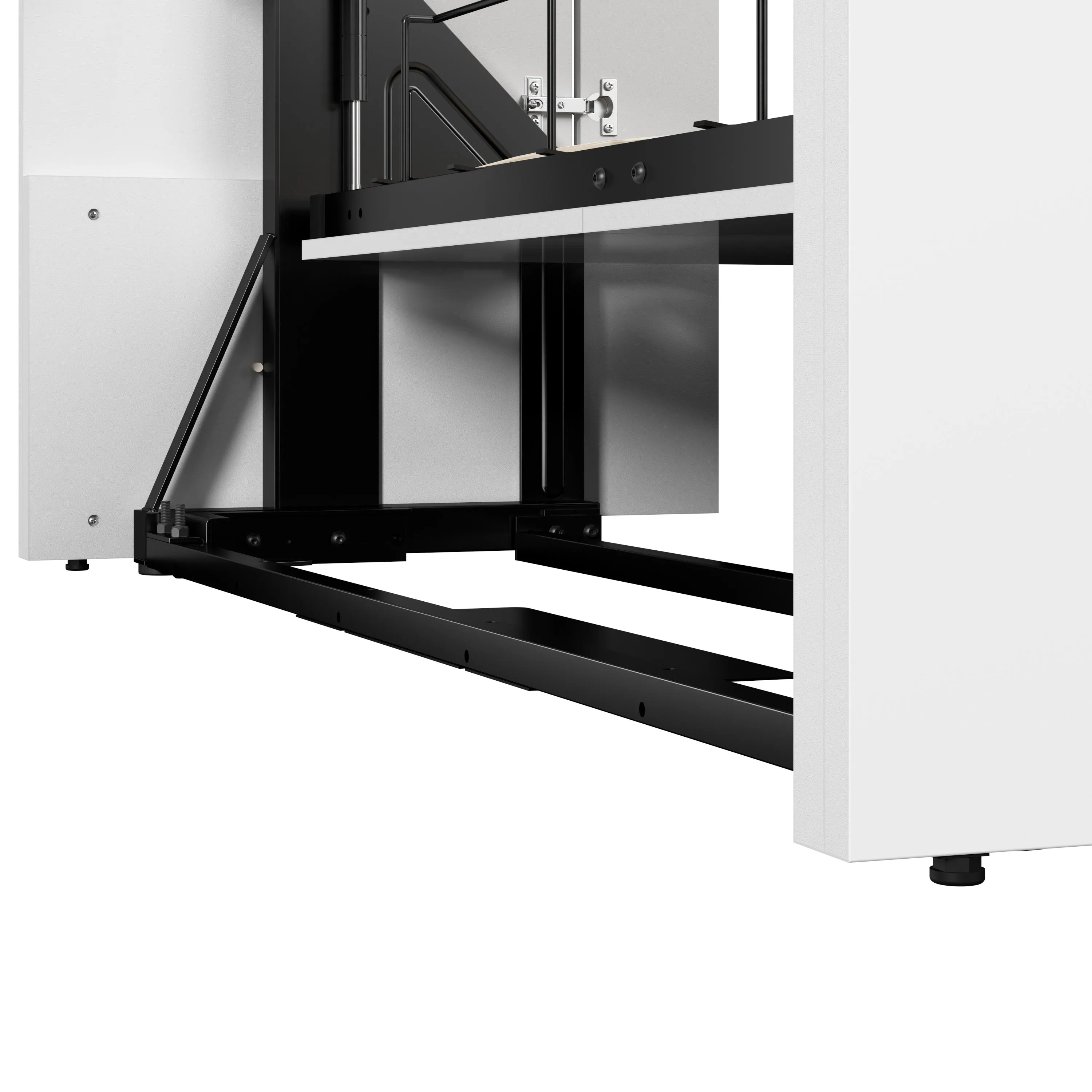 Avalon High Gloss Queen Murphy Wall Bed and Storage Cabinet with Pull-Out Shelf in High Gloss White