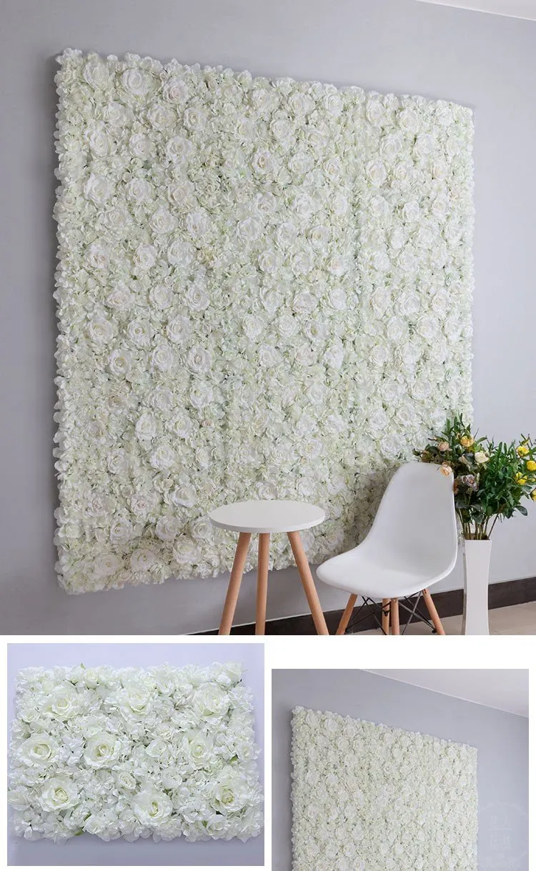 Backdrop Panel Roses Hydrangea Mat white Artificial Flower Wall