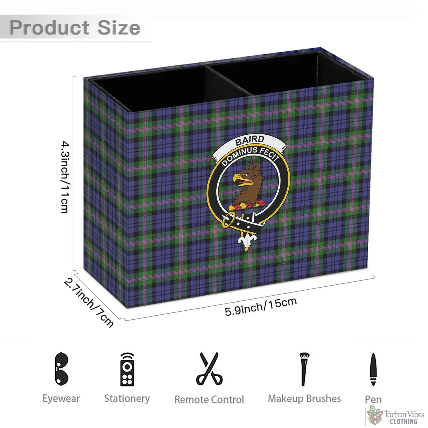 Baird Modern Tartan Pen Holder with Family Crest