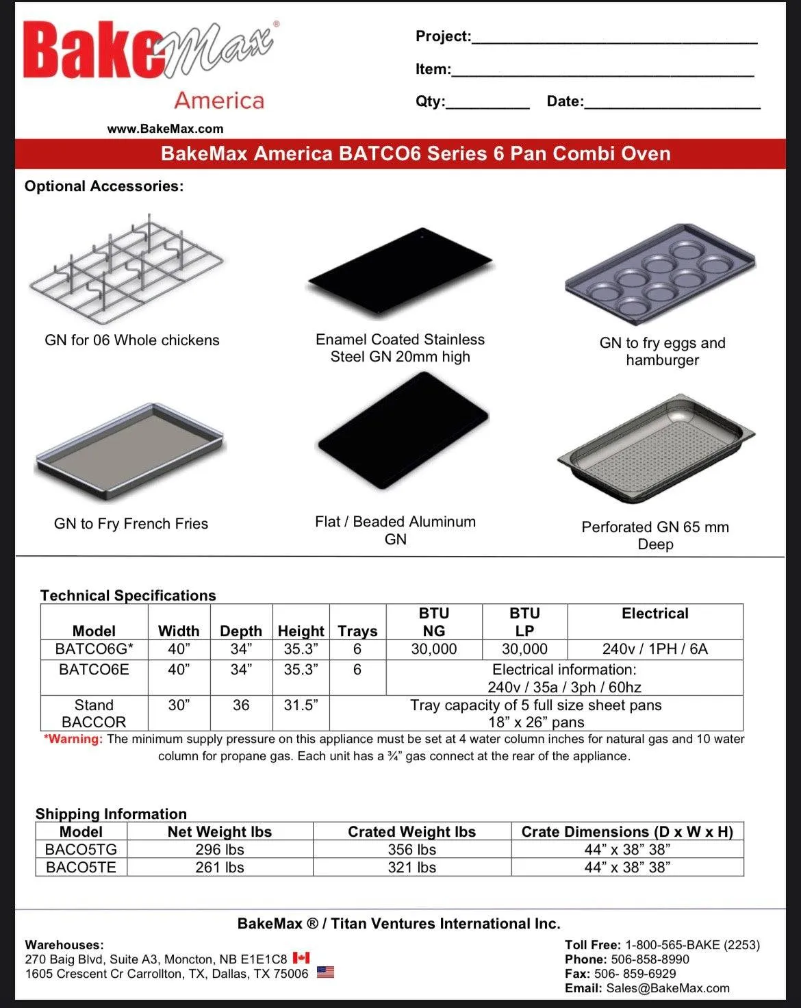 BakeMax (BATCO6E) Series Combi Oven