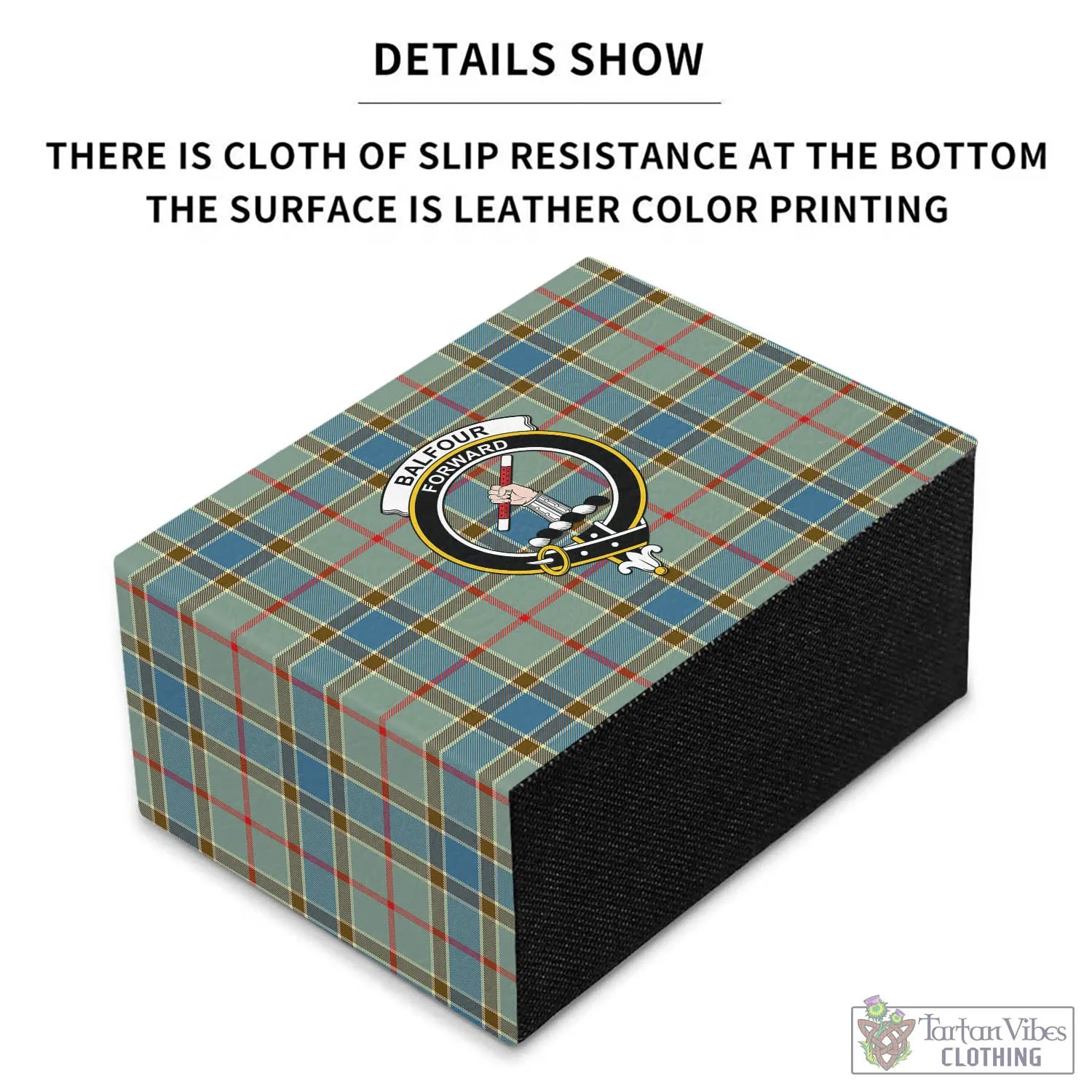 Balfour Blue Tartan Pen Holder with Family Crest