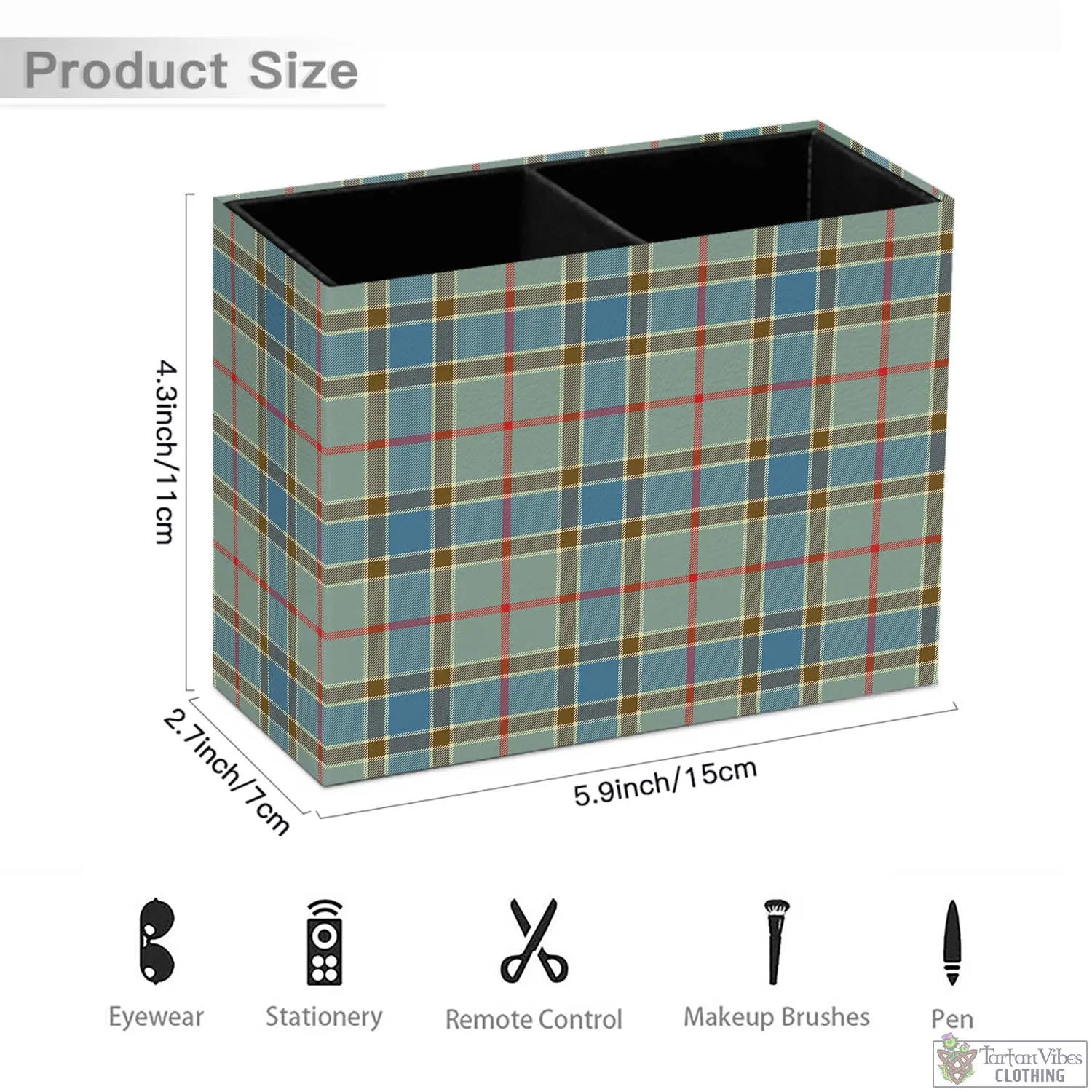 Balfour Blue Tartan Pen Holder