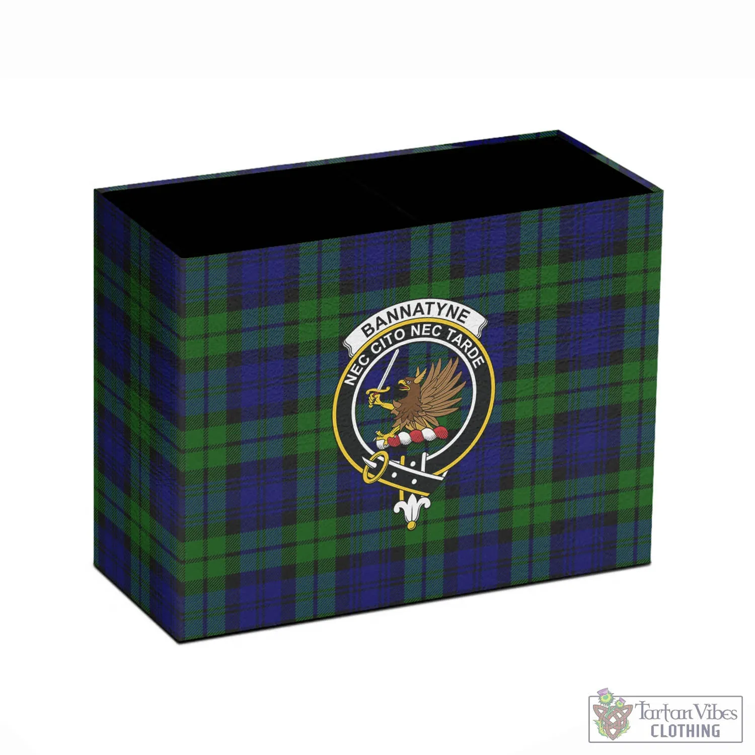 Bannatyne Tartan Pen Holder with Family Crest