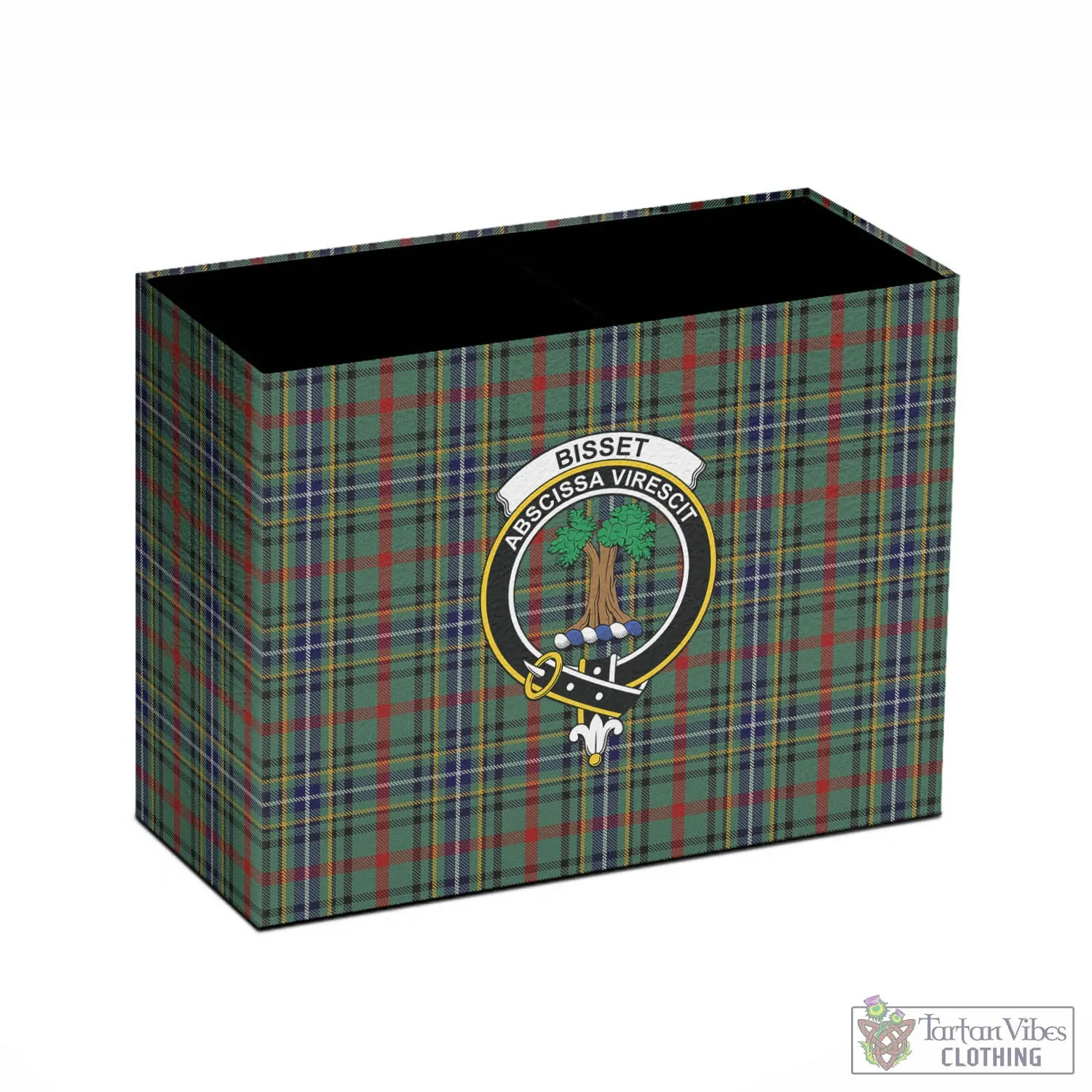 Bisset Tartan Pen Holder with Family Crest