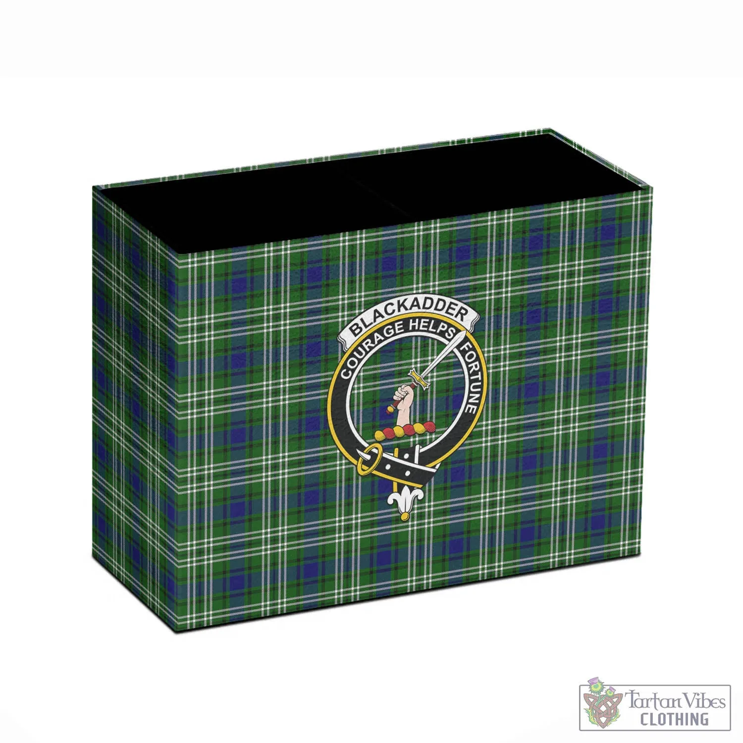 Blackadder Tartan Pen Holder with Family Crest