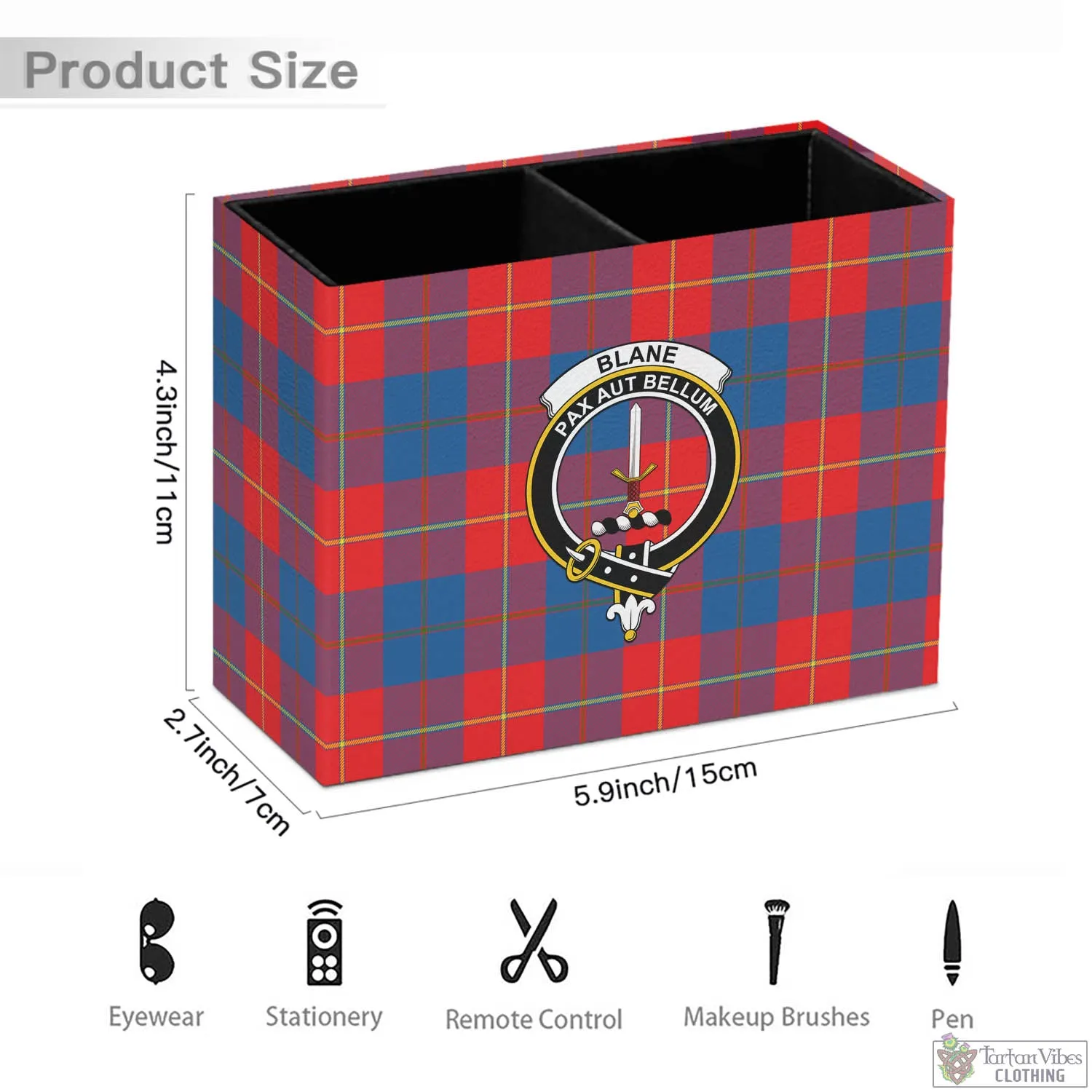 Blane Tartan Pen Holder with Family Crest