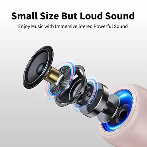 Bobtot Portable Bluetooth Speakers with Strap Easy to Carry, Wireless IPX5 Waterproof Mini Speaker with Loud Stereo Sound,15 Hours Playtime, Rechargeable Battery, Built-in Microphone, Black