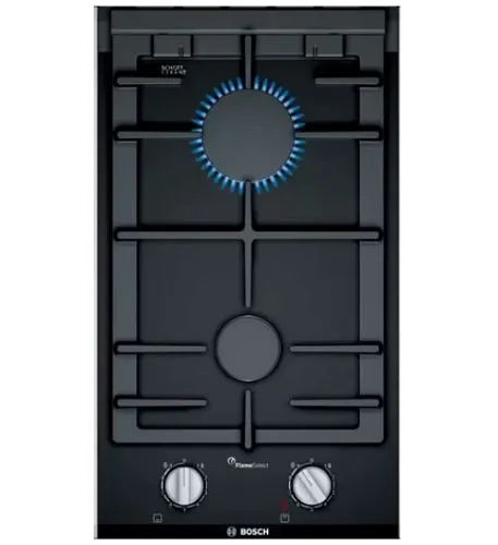 Bosch Series 6 DWB98JQ50B Wall-mounted cooker hood 90 cm   PRA3A6B70K Series 8 Domino gas hob 30 cm Ceramic, Black   PIB375FB1E Series 6 Domino induction hob 30 cm Black