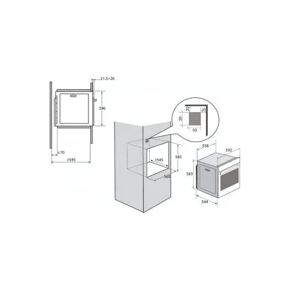 Brandt 73L Built-in Pyrolytic Oven BXP6555X