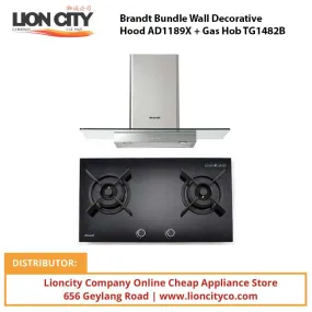 Brandt Bundle Wall Decorative Hood AD1189X   Gas Hob TG1482B