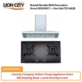 Brandt Bundle Wall Decorative Hood AD658XC1   Gas Hob TG1482B
