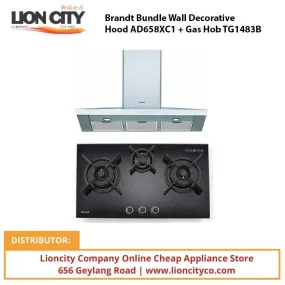 Brandt Bundle Wall Decorative Hood AD658XC1   Gas Hob TG1483B