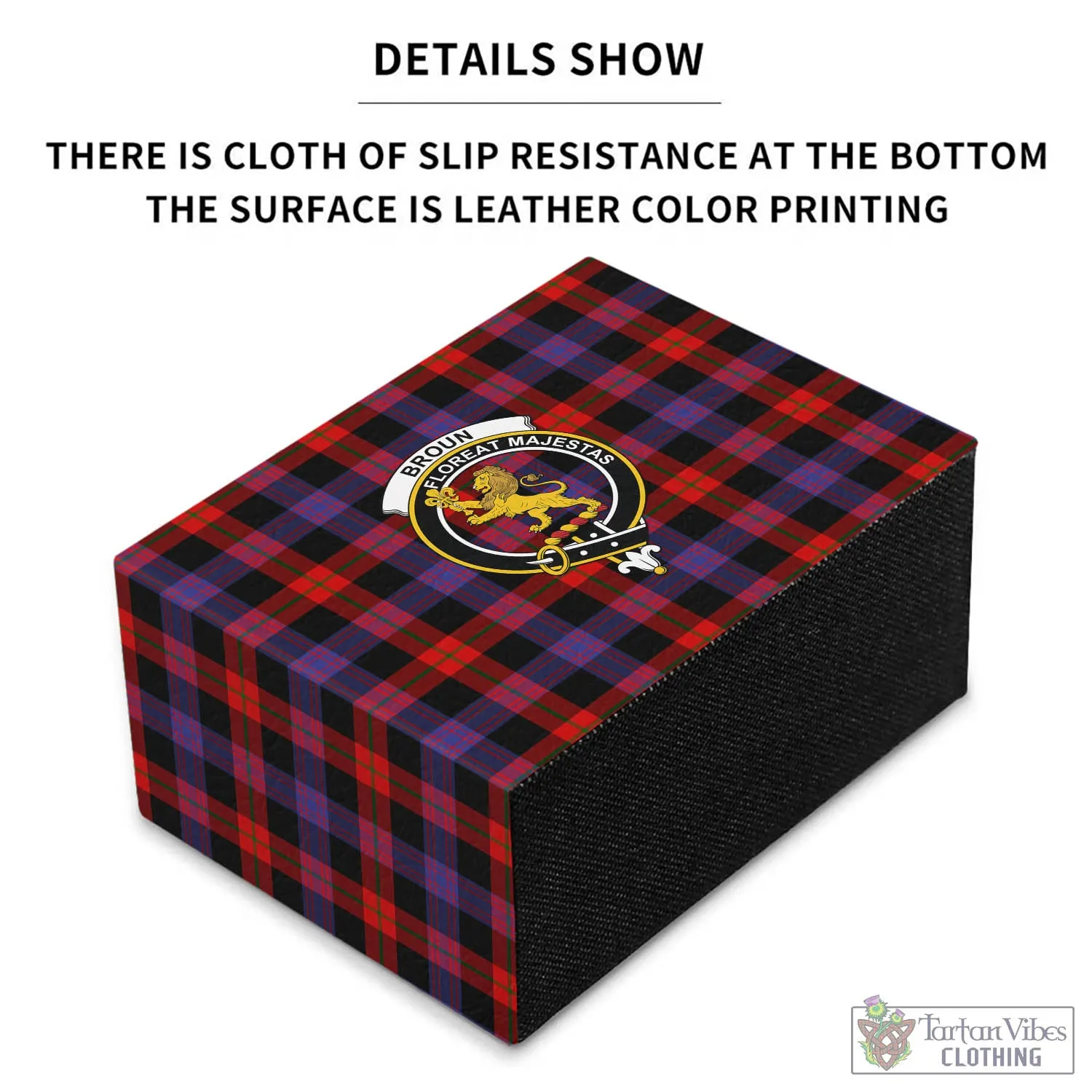 Broun Modern Tartan Pen Holder with Family Crest