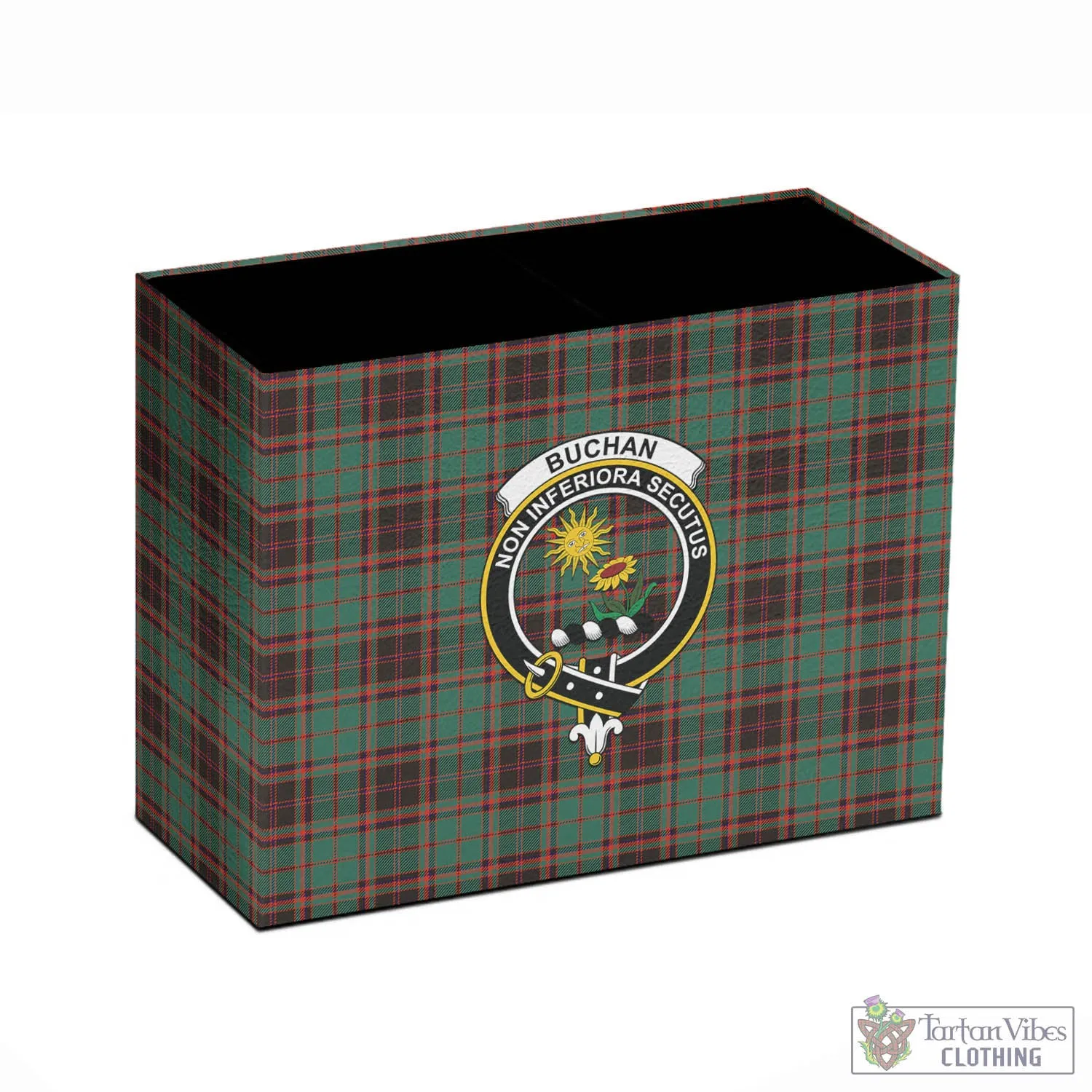 Buchan Ancient Tartan Pen Holder with Family Crest