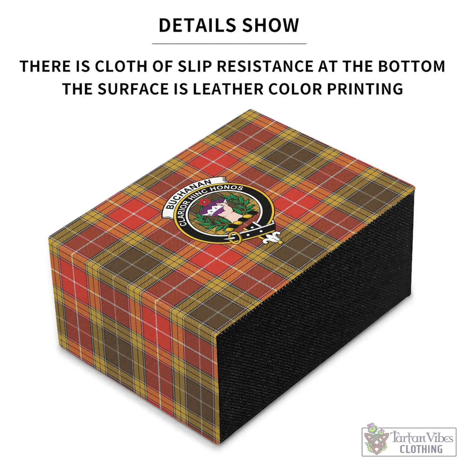Buchanan Old Set Weathered Tartan Pen Holder with Family Crest