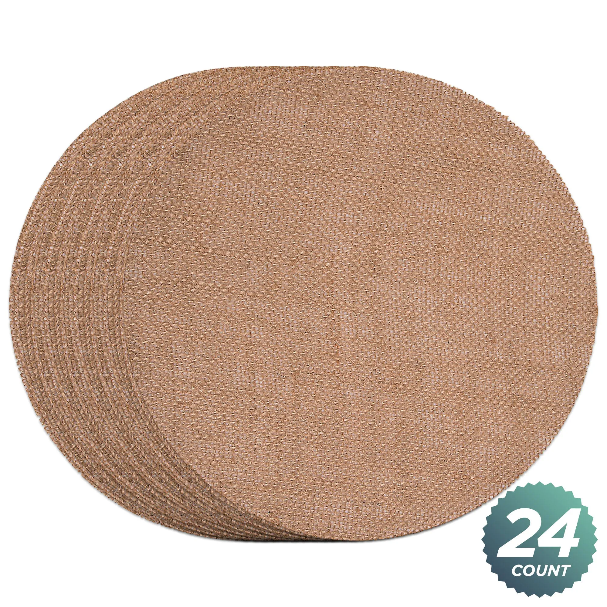 Burlap Round Placemats - 12" Diameter Burlap Circle Rustic Table Decorations (Set of 24)