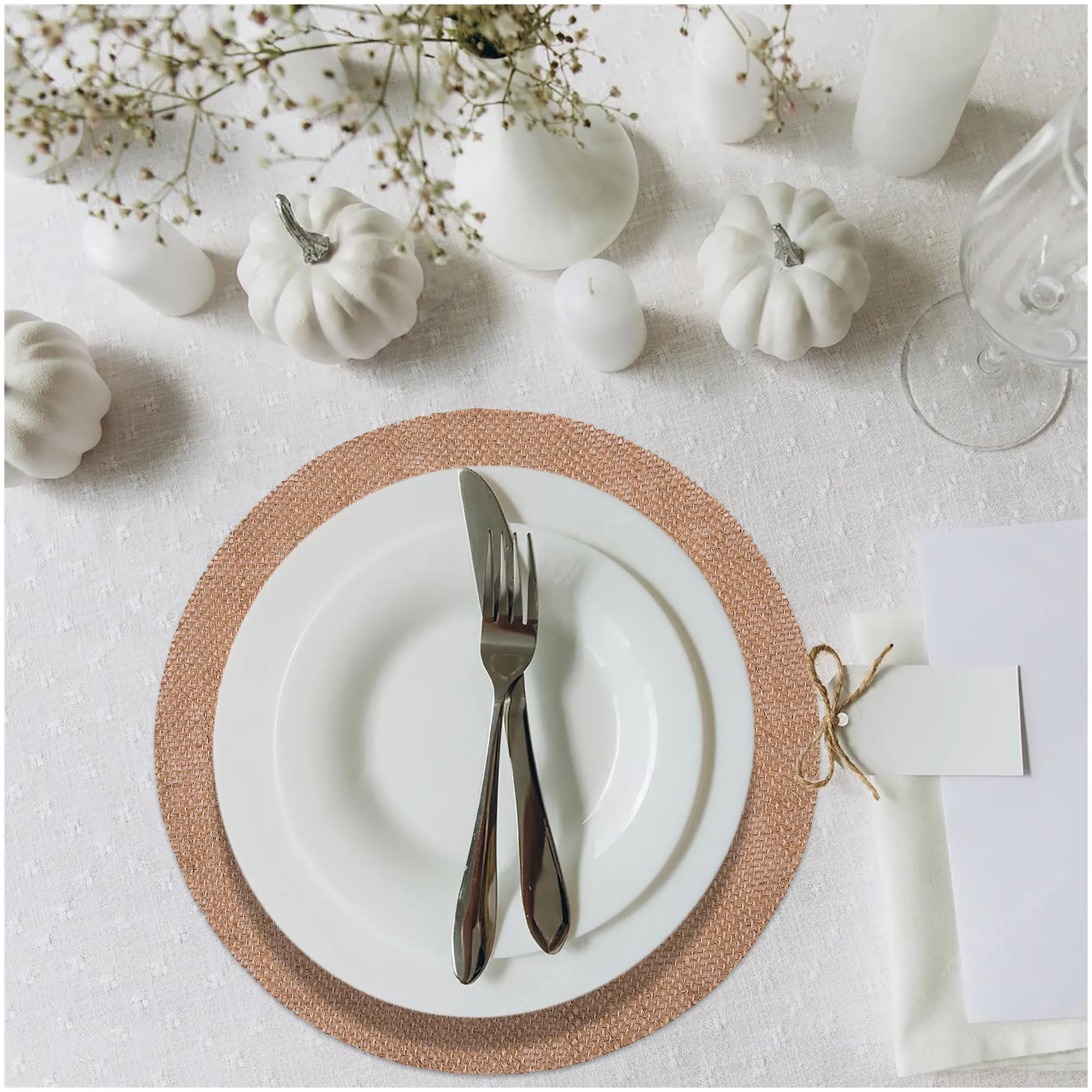Burlap Round Placemats - 12" Diameter Burlap Circle Rustic Table Decorations (Set of 24)