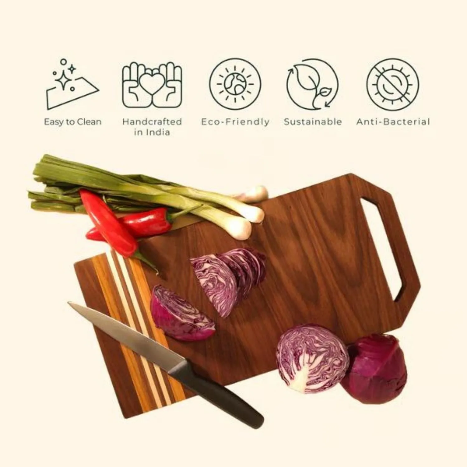 Chopping Board | American Walnut Wood | Smart Design | Smooth Finish | 16"