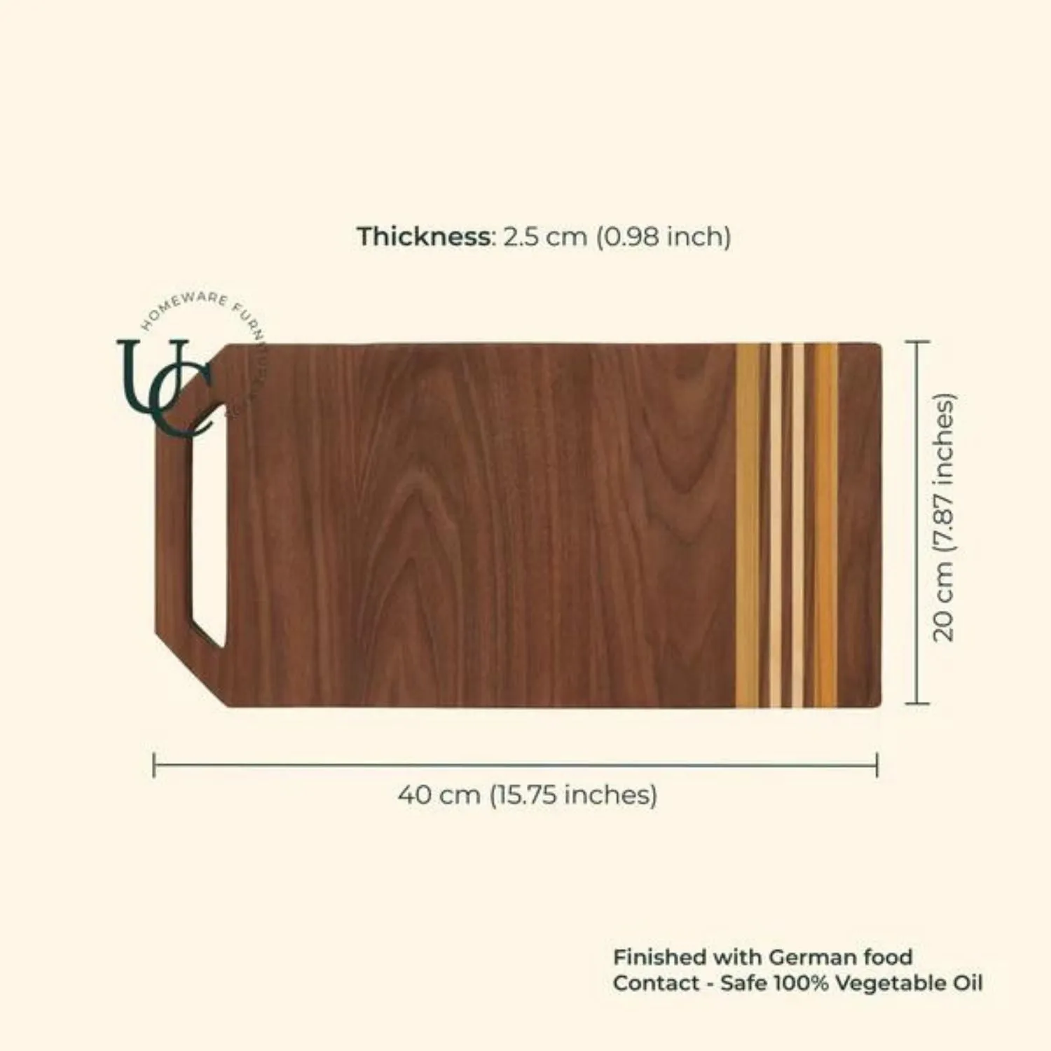 Chopping Board | American Walnut Wood | Smart Design | Smooth Finish | 16"