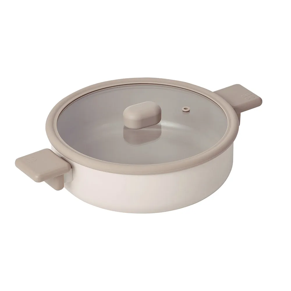 Chou Chou Low Casserole 9.4" with Silicone Rim Glass Lid - Full IH Compatible