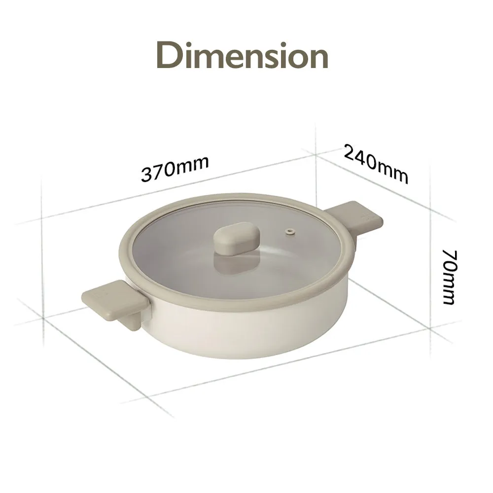 Chou Chou Low Casserole 9.4" with Silicone Rim Glass Lid - Full IH Compatible