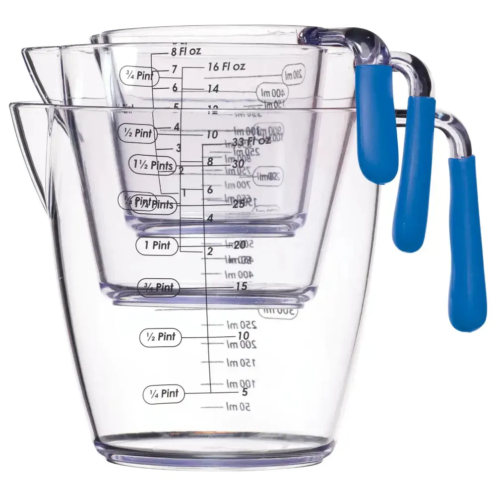Colourworks 3 Piece Acrylic Measuring Jug Set - Blue / Green / Red / Purple