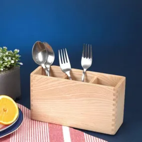 Cutlery Caddy | Canadian Ash Wood | 3 Compartments | Smart Construct | 8"