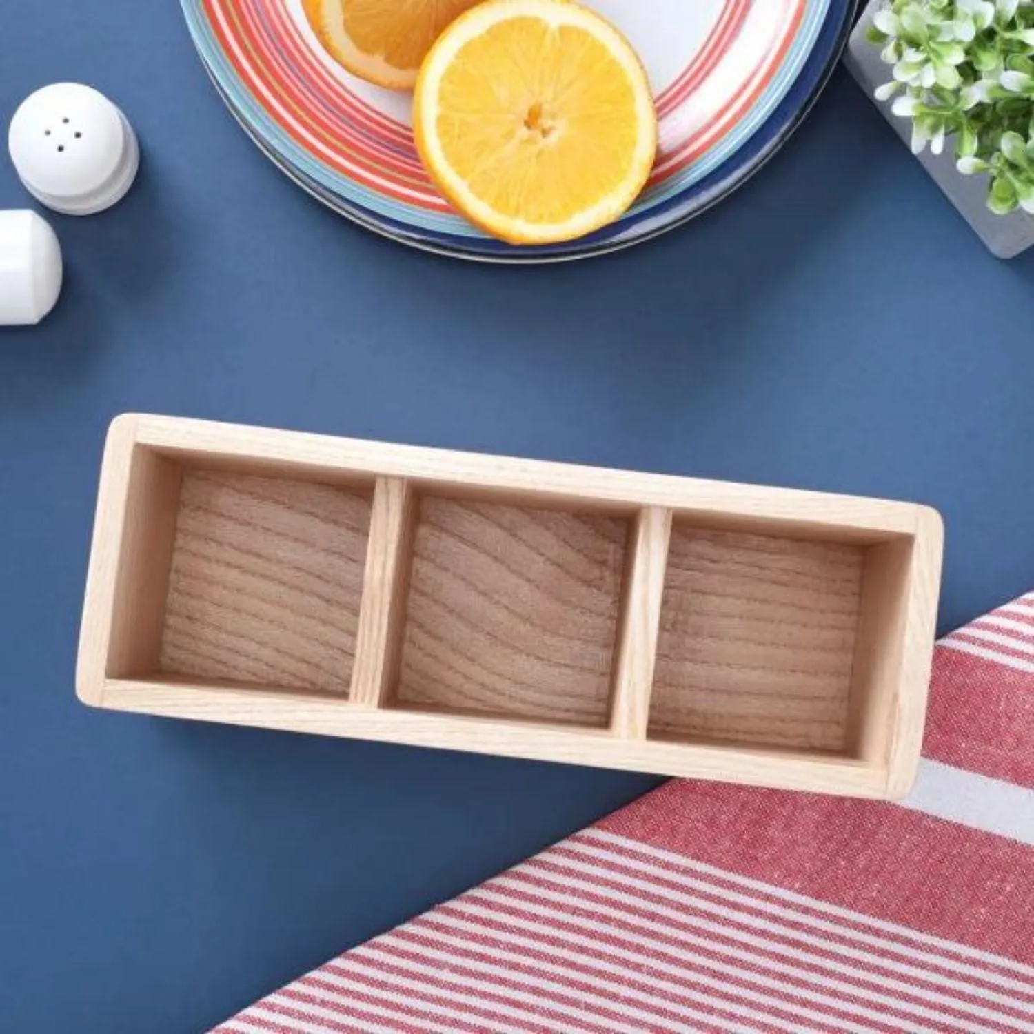 Cutlery Caddy | Canadian Ash Wood | 3 Compartments | Smart Construct | 8"