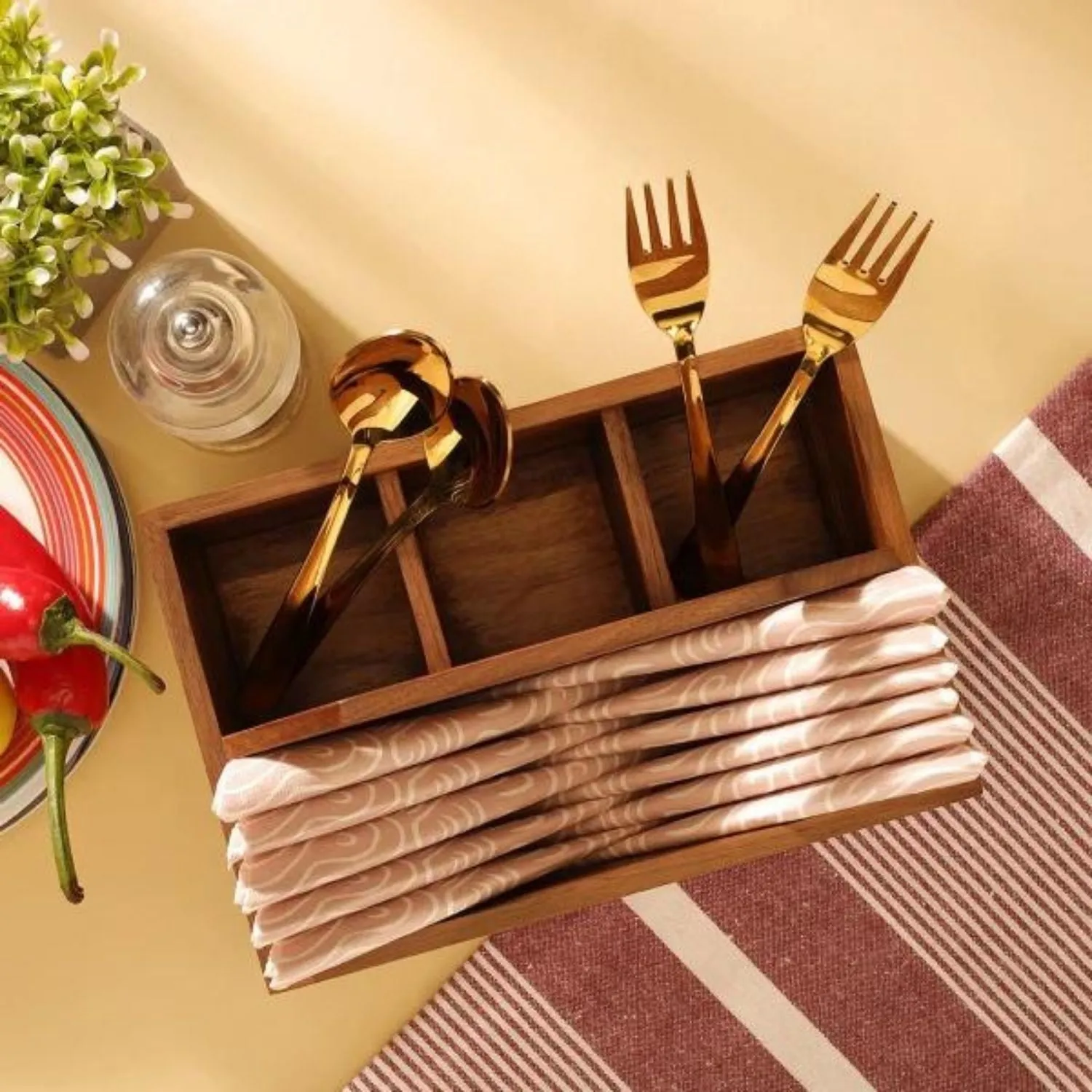 Cutlery Caddy | Multi Purpose | 4 Sections | Ergonomic Handle | Smart Design | 9"
