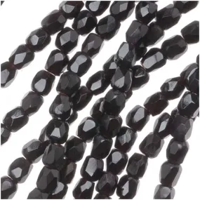 Czech Fire Polished Glass Beads 2mm Round "Jet" Black (1 Strand)