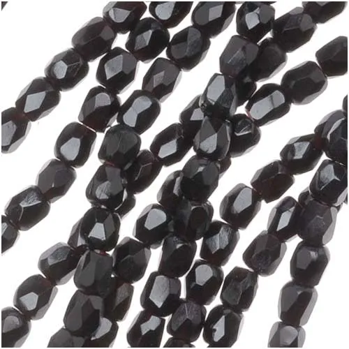 Czech Fire Polished Glass Beads 2mm Round "Jet" Black (1 Strand)