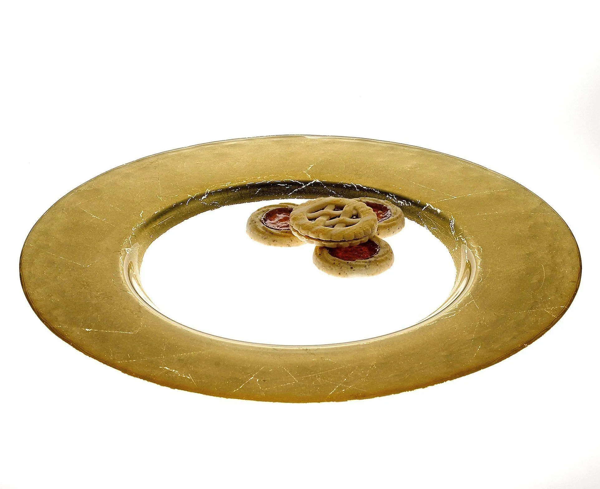 Decorative Serving Tray with Genuine Gold Leaf Plated Pattern