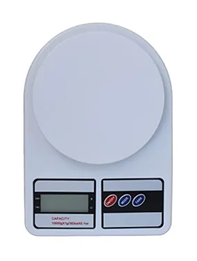 Digital Weight Machine, Kitchen Scale with Back Light LCD Display (White, 10 kg)