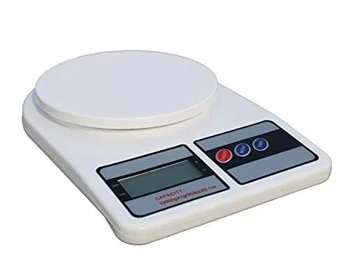 Digital Weight Machine, Kitchen Scale with Back Light LCD Display (White, 10 kg)